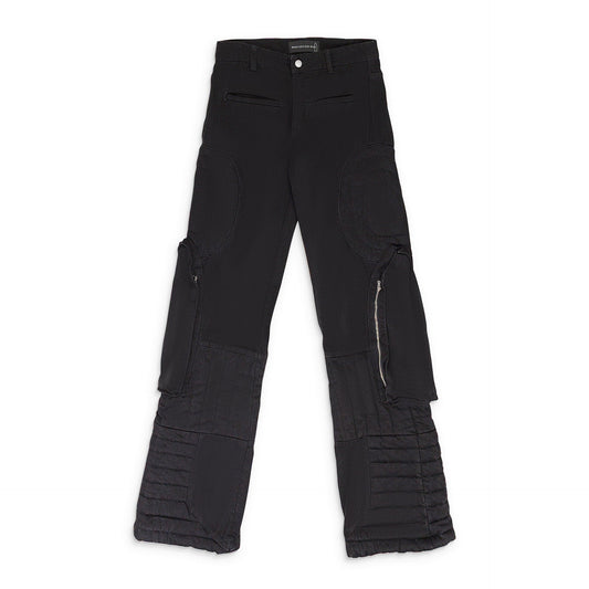 BLACK RAISED WINDOW STACKED PANTS