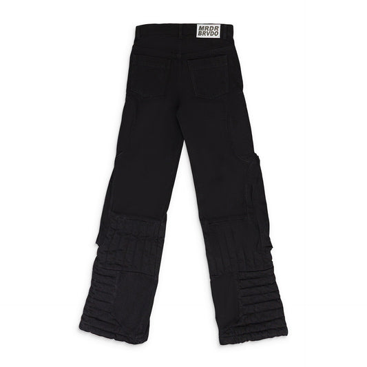 BLACK RAISED WINDOW STACKED PANTS