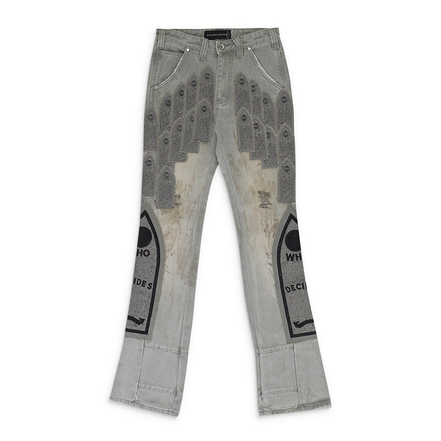 GRAY PATCHED ARCH PANTS