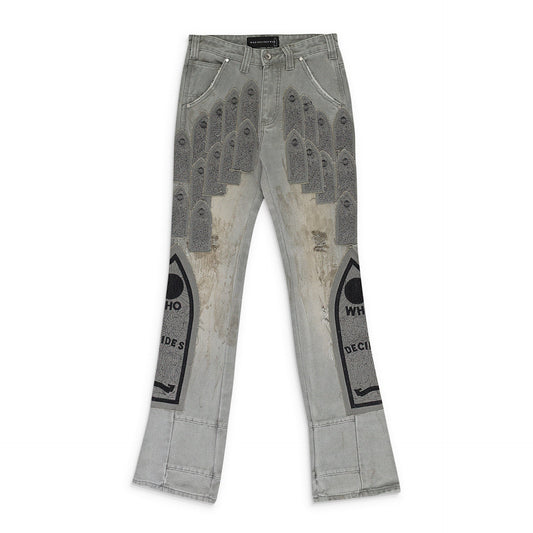 GRAY PATCHED ARCH PANTS