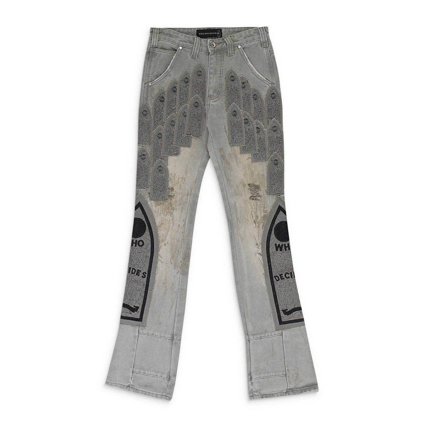 GRAY PATCHED ARCH PANTS