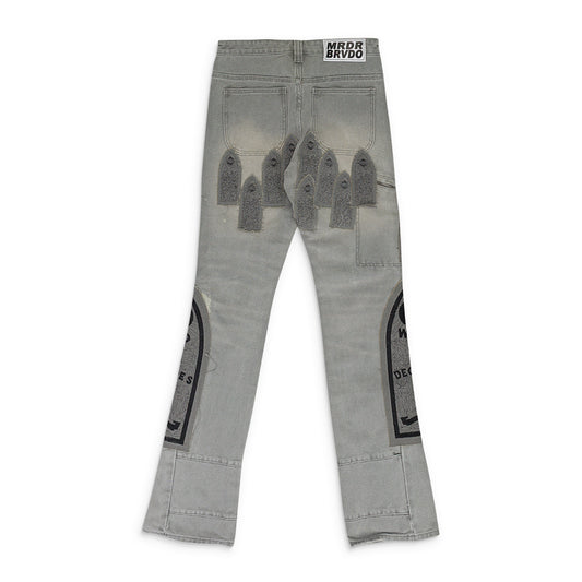 GRAY PATCHED ARCH PANTS