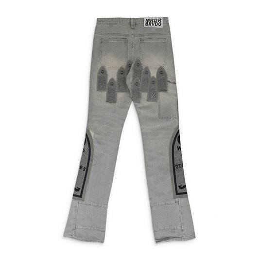 GRAY PATCHED ARCH PANTS