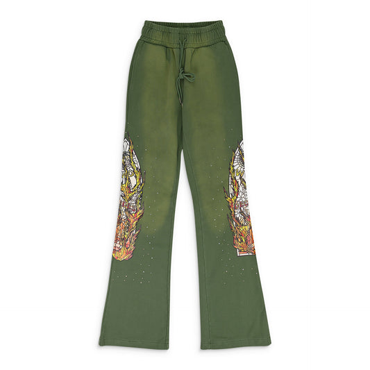 GREEN FLAME GLASS SWEATPANTS