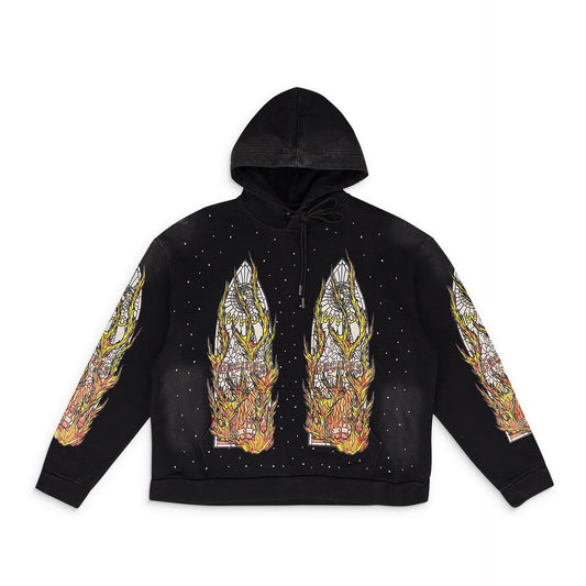 BLACK FLAME GLASS HOODIE