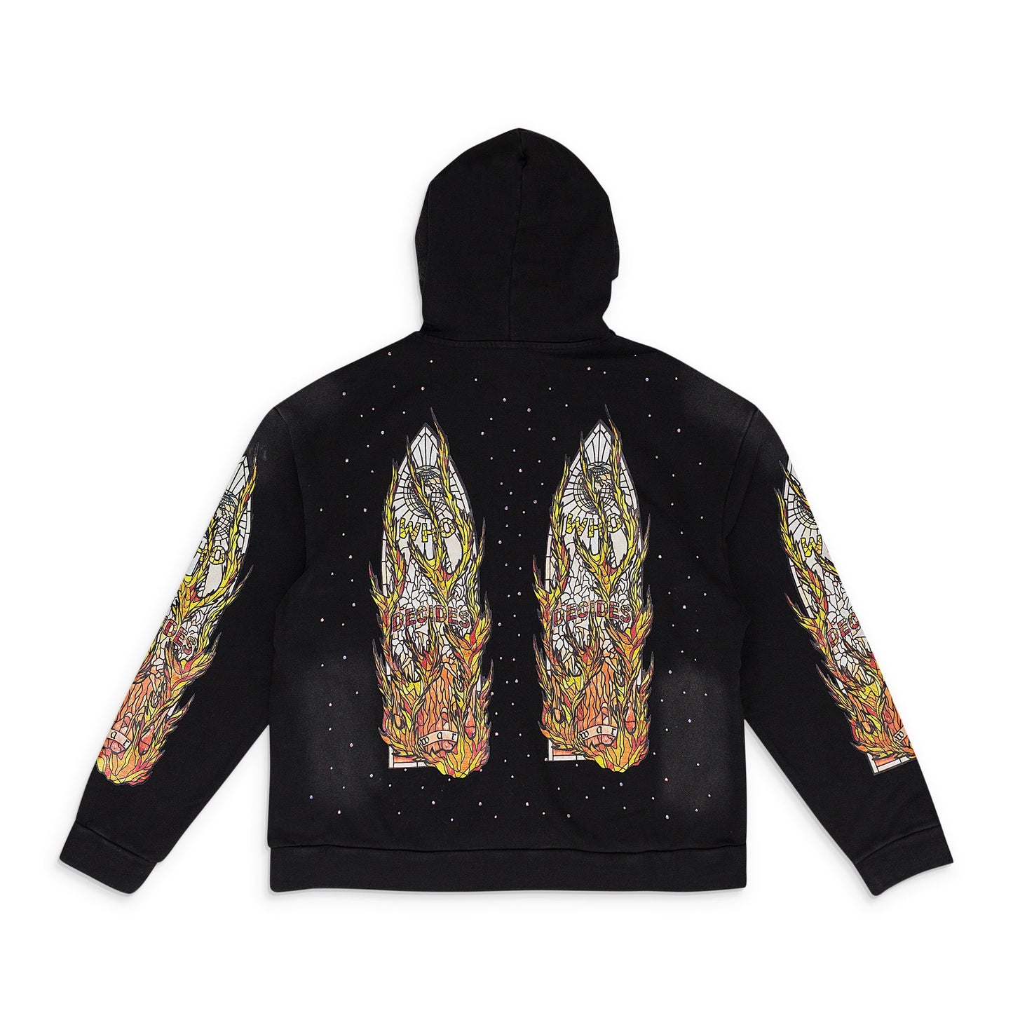 BLACK FLAME GLASS HOODIE