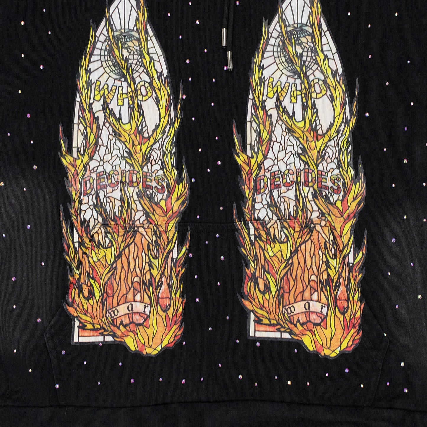 BLACK FLAME GLASS HOODIE