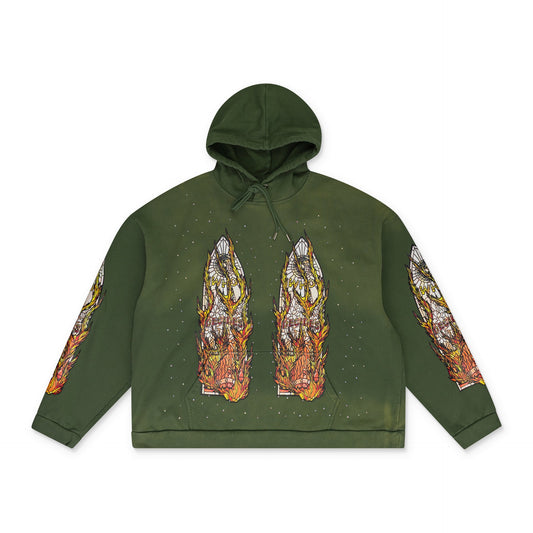 GREEN FLAME GLASS HOODIE