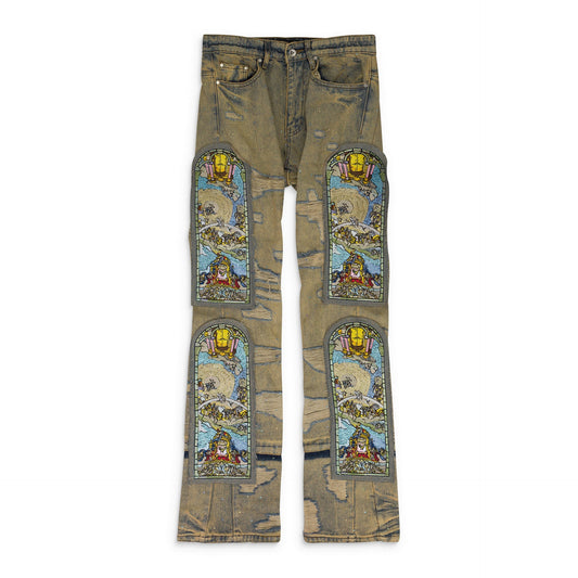 BLUE UNFURLED STRAIGHT-FIT JEANS