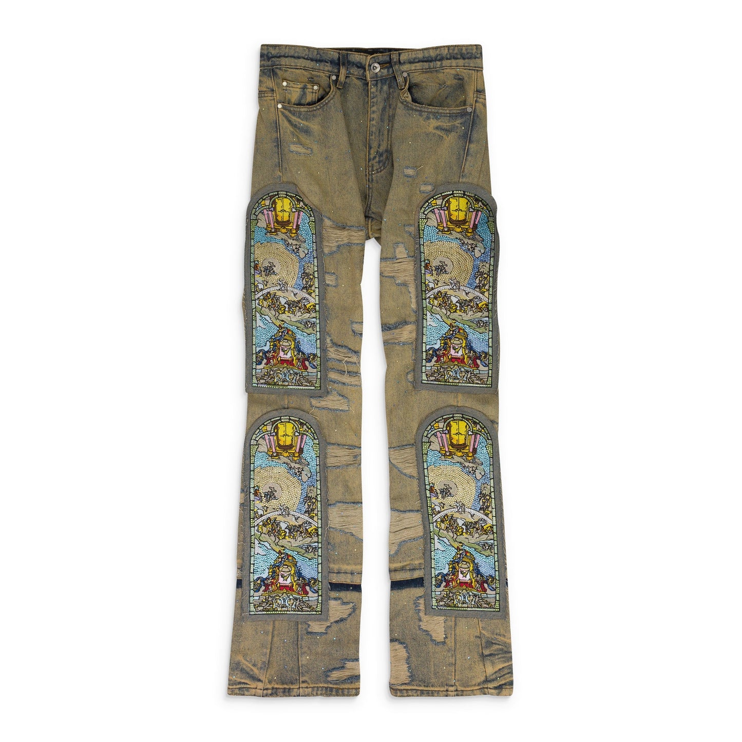 BLUE UNFURLED STRAIGHT-FIT JEANS