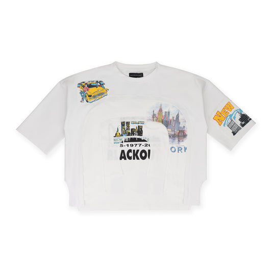 WHITE ARCHED COLLAGE T-SHIRT