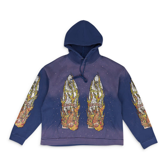 INDIGO FLAME GLASS HOODIE