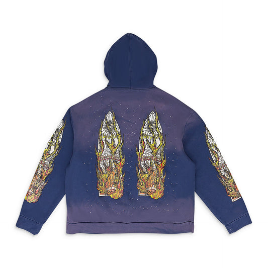 INDIGO FLAME GLASS HOODIE