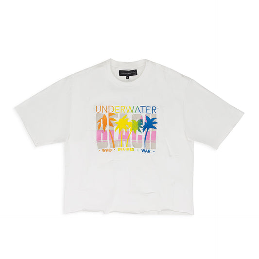 MULTICOLOR GATHERED BEACH JERSEY T-SHIRT