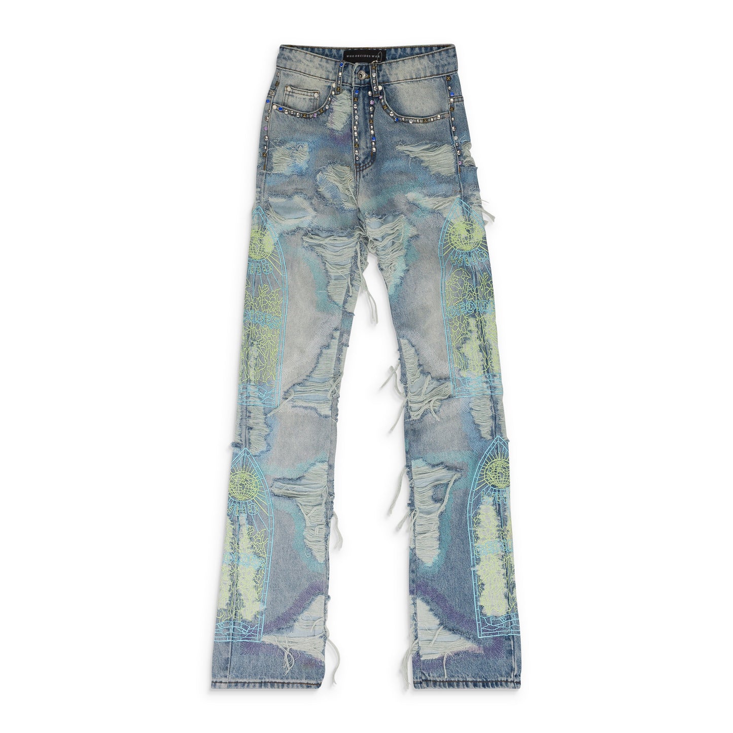 MULTICOLOR STUDDED RELAXED-FIT JEANS