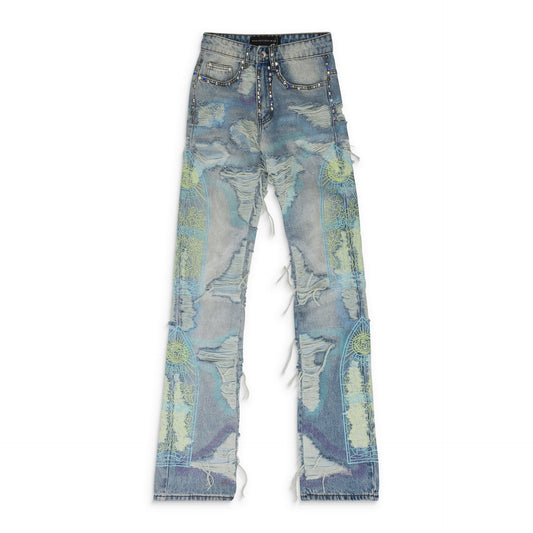 MULTICOLOR STUDDED RELAXED-FIT JEANS