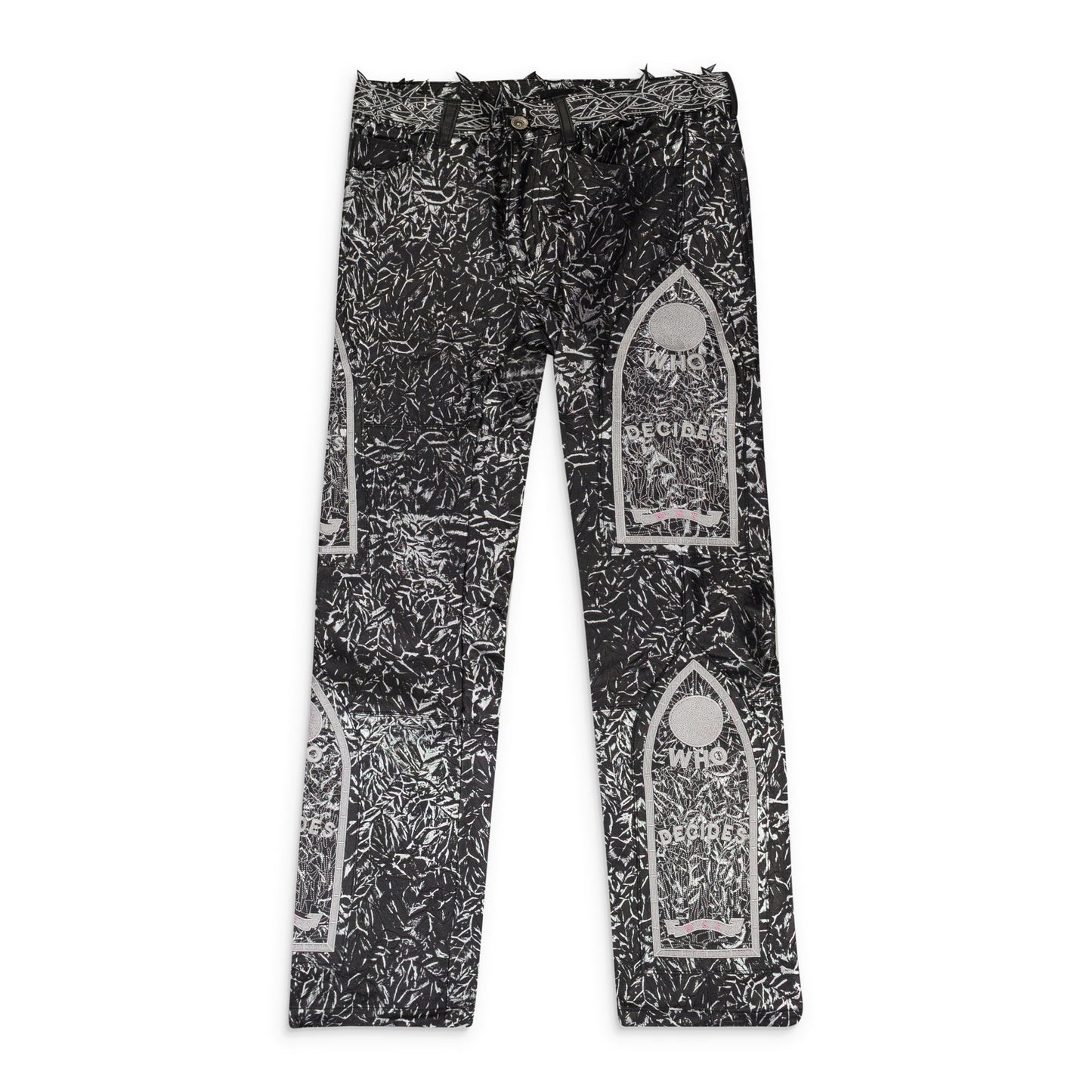 BLACK FOIL LEATHER PANTS