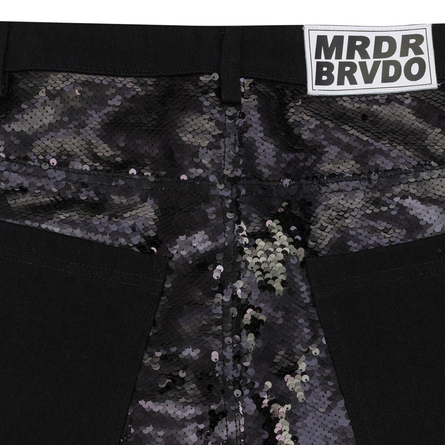 BLACK SEQUIN POCKET TROUSERS