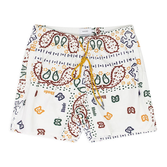CREAM LOGO SWIM TRUNKS