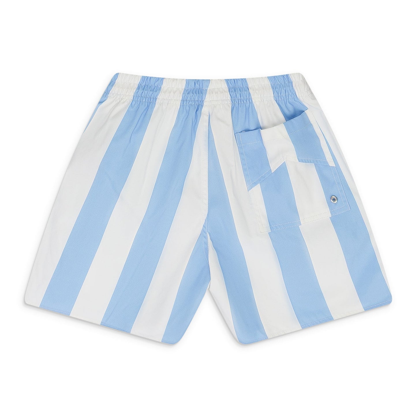 BLUE LOGO STRIPED SWIM TRUNKS
