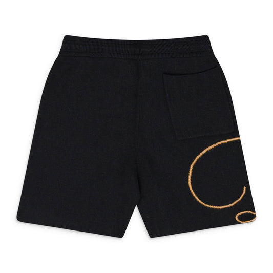 BLACK GP KNIT SCRIPT SHORTS