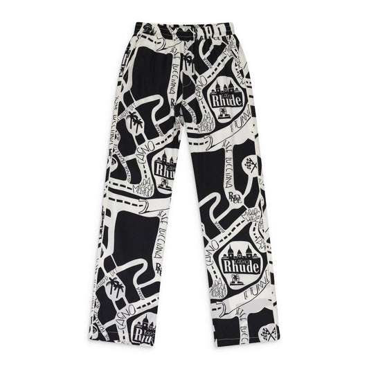 BLACK/WHITE STRADA SILK TRACK PANTS