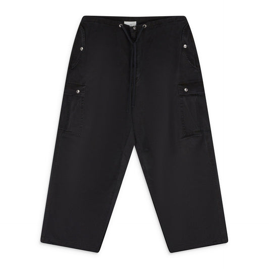 BLACK WASHED PARACHUTE PANTS TRACK PANTS