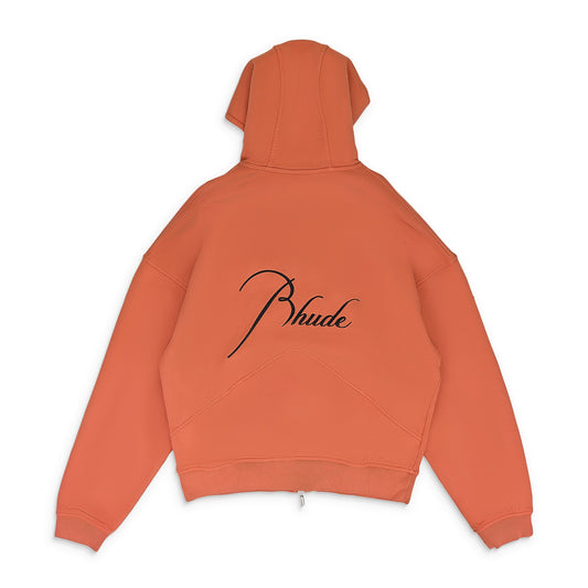 ORANGE ZIP UP HOODIE