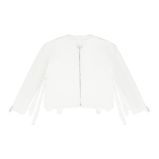 WHITE LAYERED JERSEY BUTTON-DOWN SHIRT