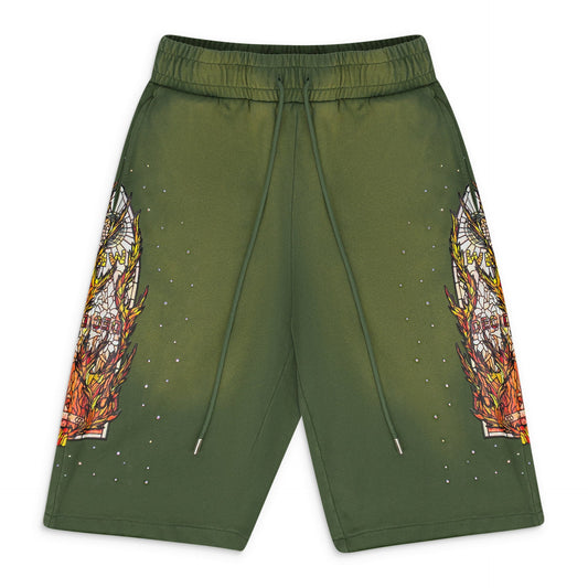 GREEN FLAME GLASS SWEATSHORTS