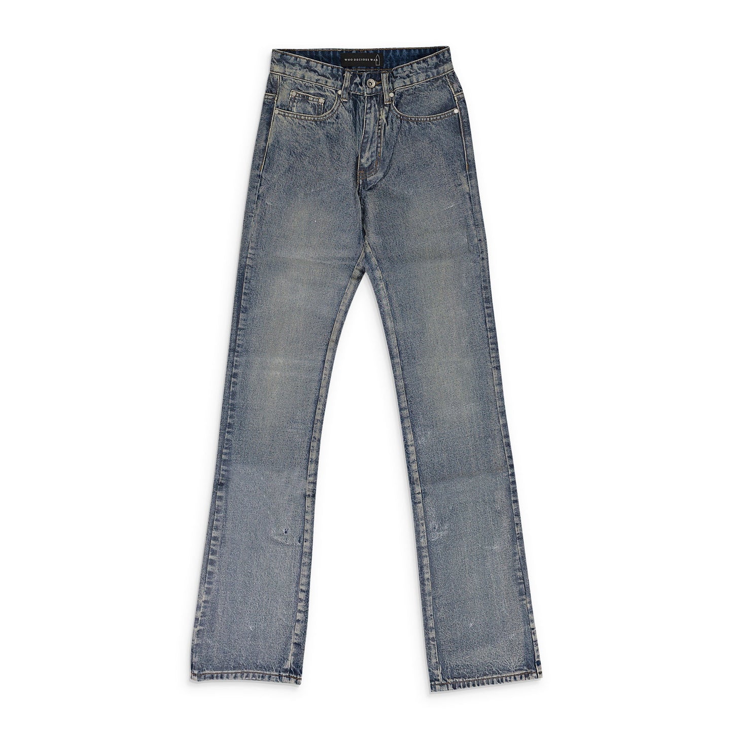 INDIGO WAXED STRAIGHT-FIT JEANS