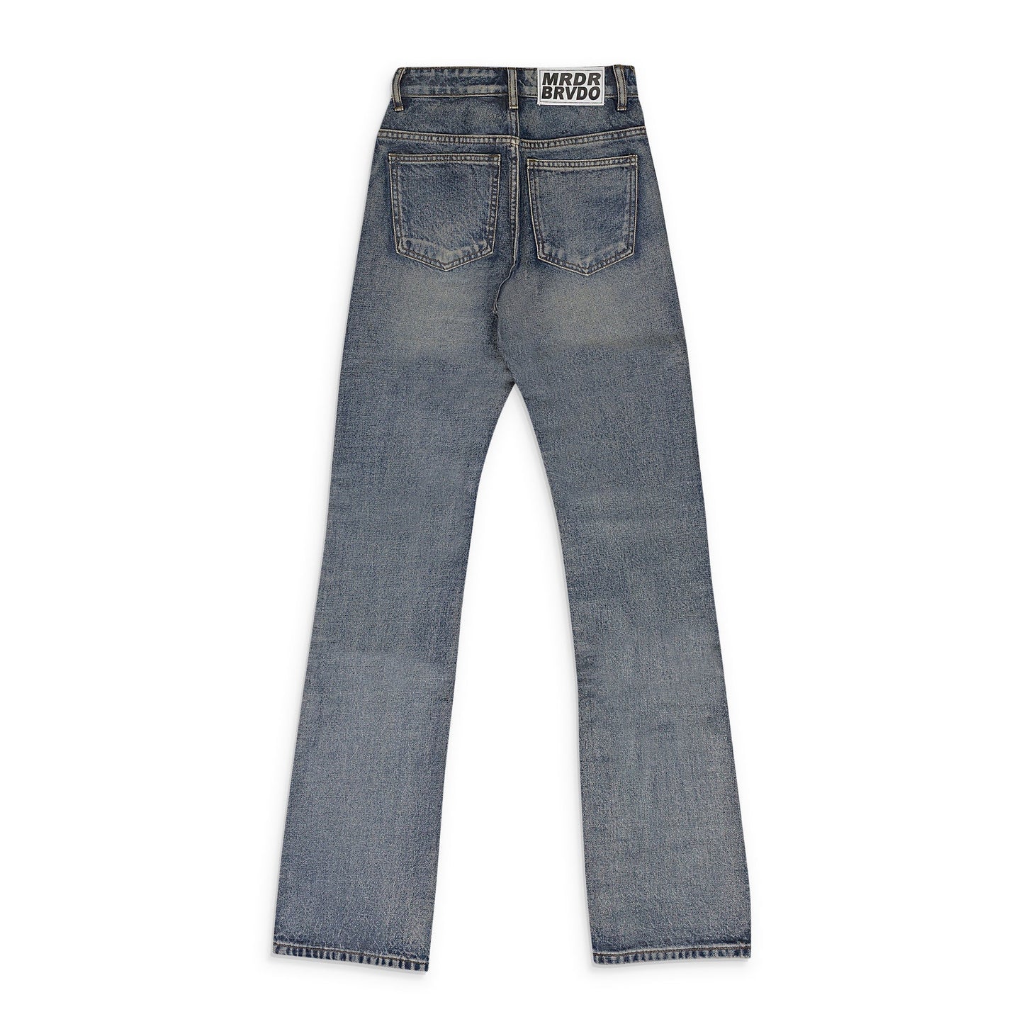 INDIGO WAXED STRAIGHT-FIT JEANS