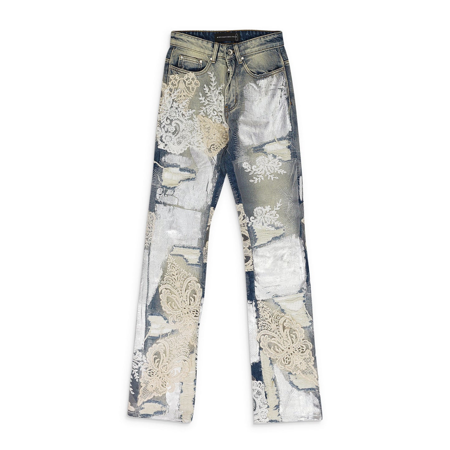 BLUE METAL LACE RELAXED-FIT JEANS