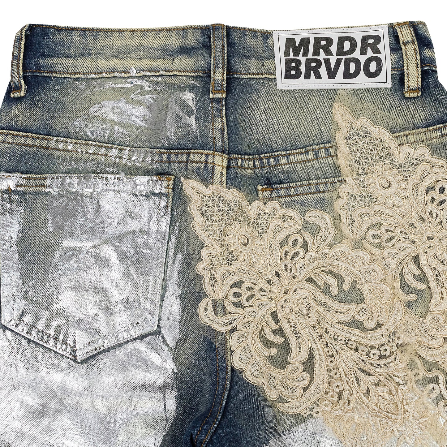 BLUE METAL LACE RELAXED-FIT JEANS