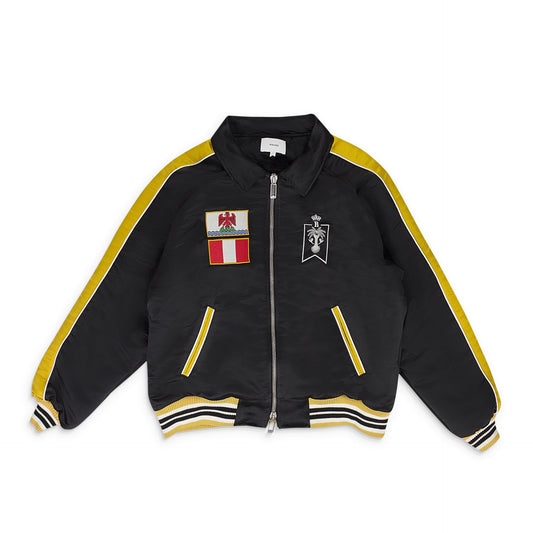 BLACK LE SOLEIL SATIN BOMBER
