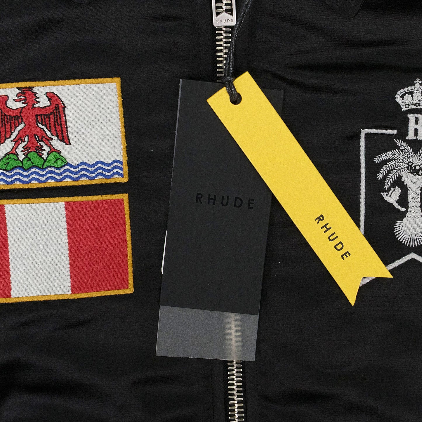 BLACK LE SOLEIL SATIN BOMBER