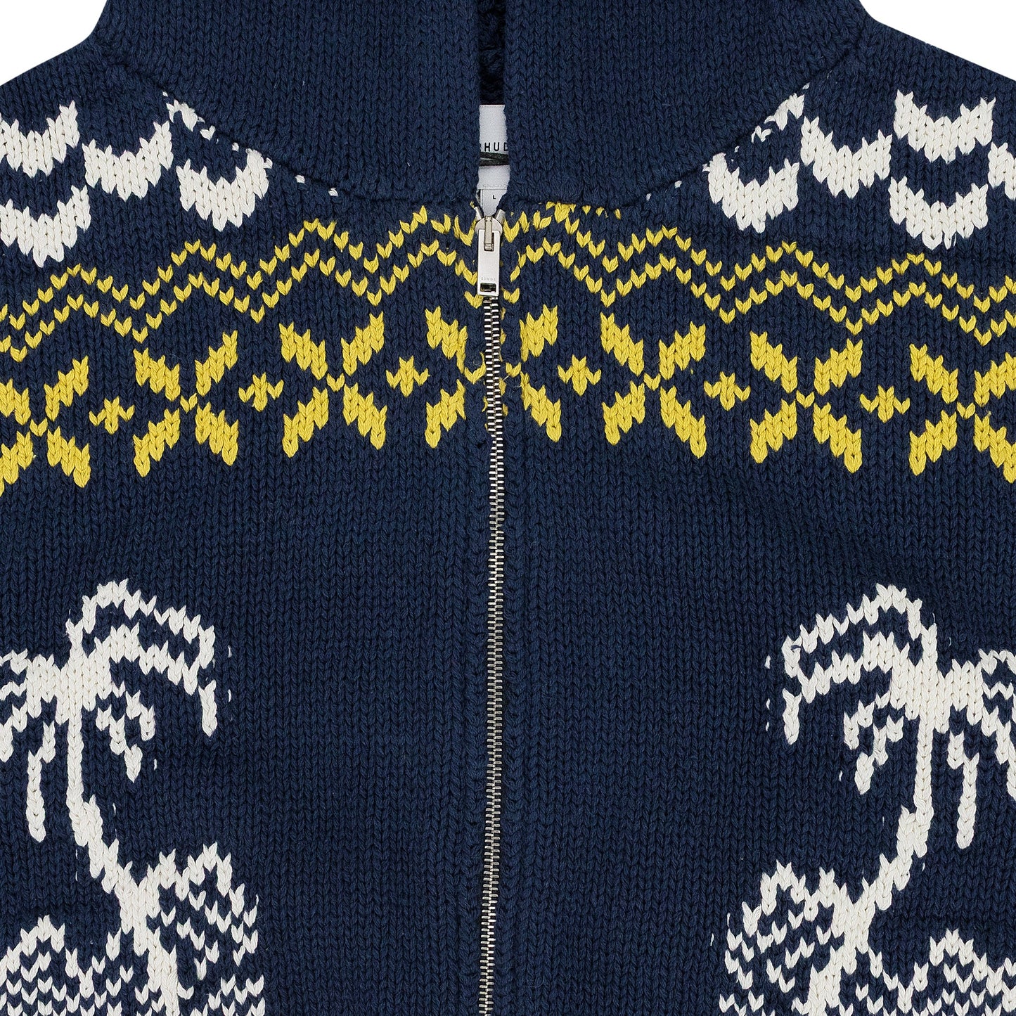 NAVY PALMA KNIT ZIP-UP SWEATER