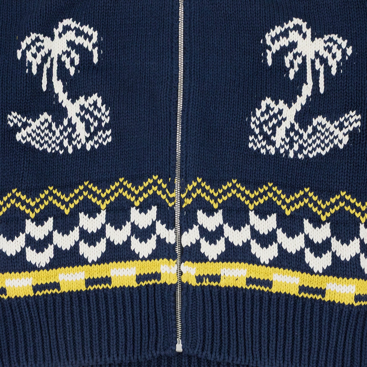 NAVY PALMA KNIT ZIP-UP SWEATER