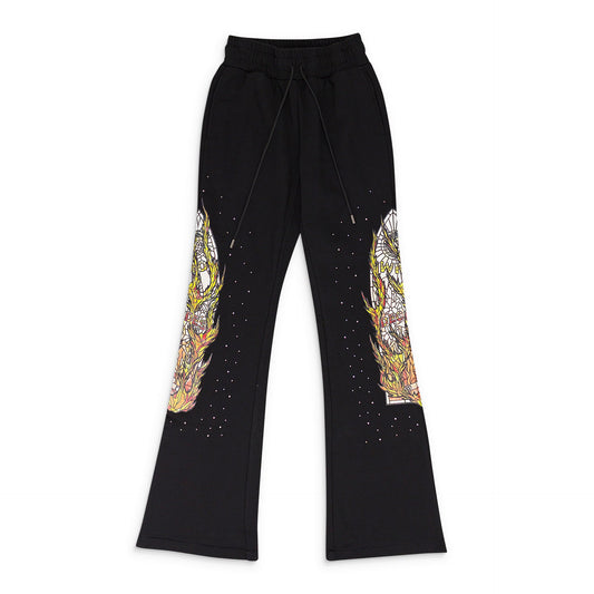 BLACK FLAME GLASS SWEATPANTS