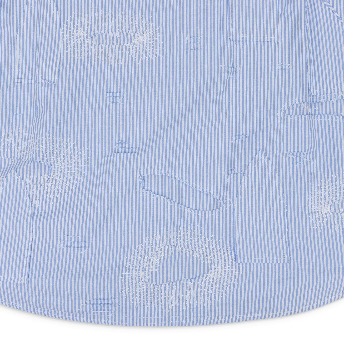 BLUE GATHERED FRAY BUTTON-DOWN SHIRT