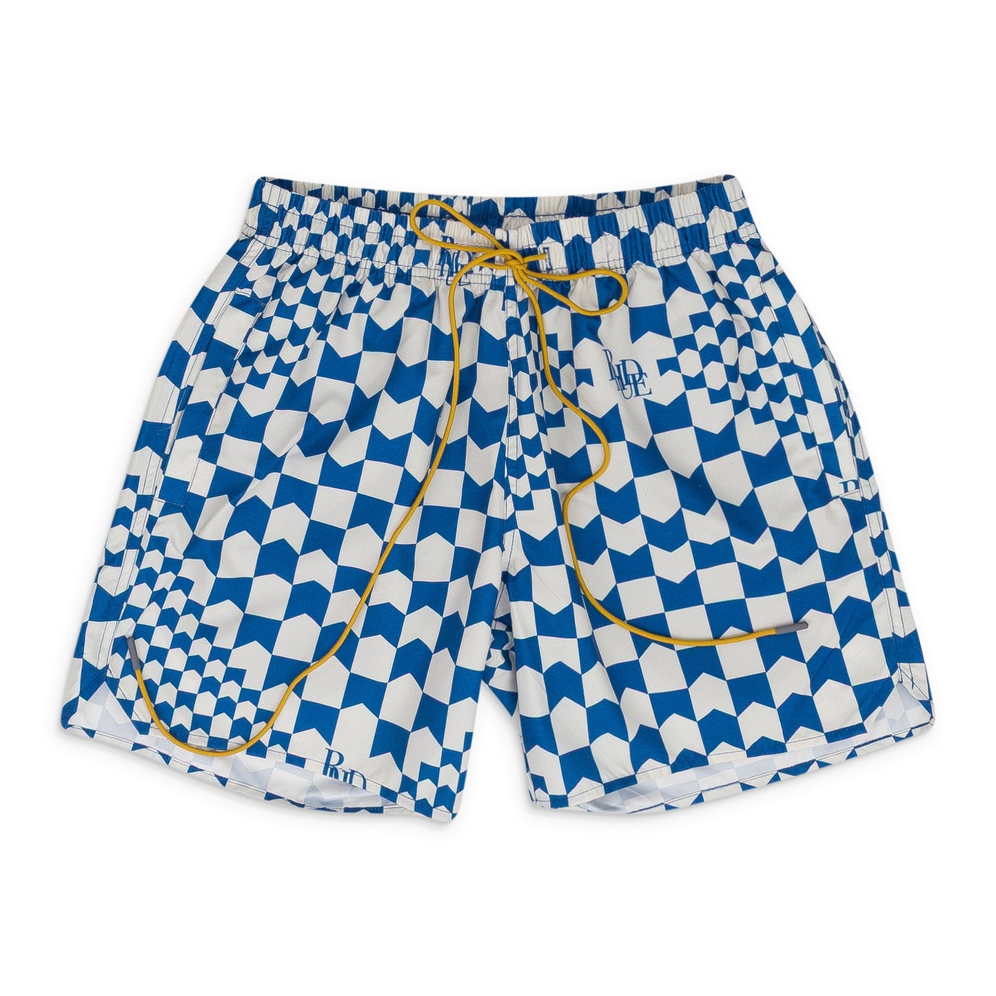 WHITE/BROWN CHEVRON SWIM TRUNKS