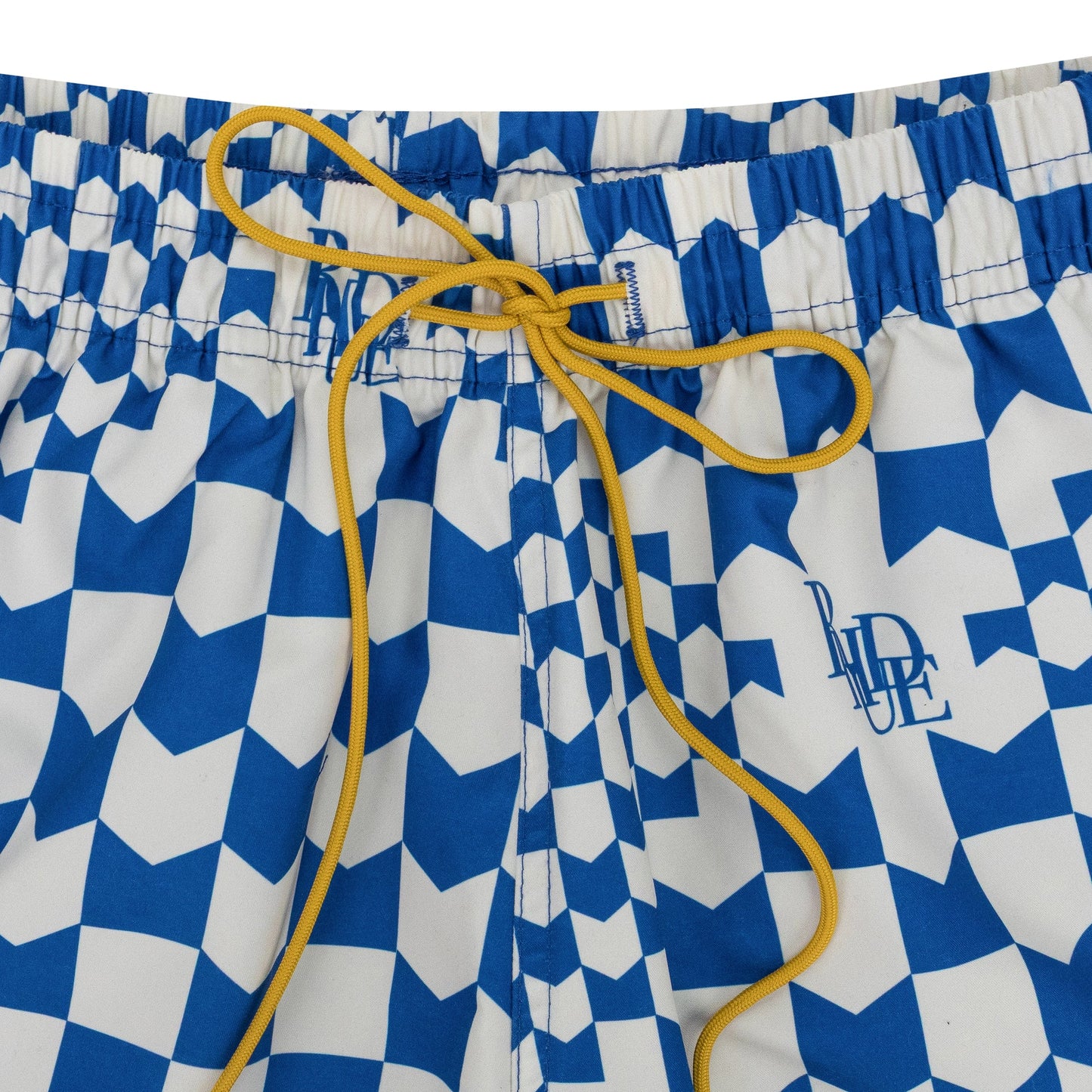 WHITE/BROWN CHEVRON SWIM TRUNKS