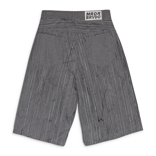 GRAY EXPOSED SEAM MID LENGTH SHORTS