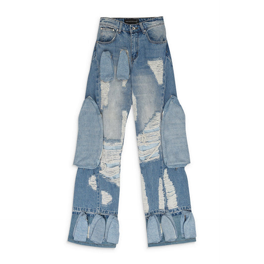 BLUE MULTIPOCKET RELAXED-FIT JEANS