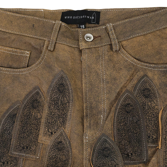 BROWN GARDEN GLASS PATCHED PANTS