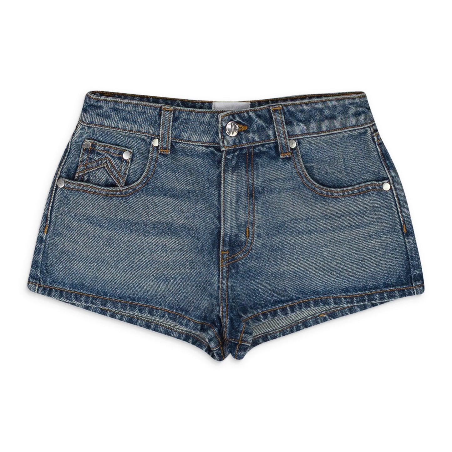 INDIGO LOW-WAIST DENIM SHORTS