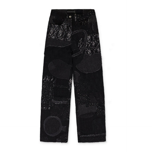BLACK BORO GRID STRAIGHT-FIT JEANS