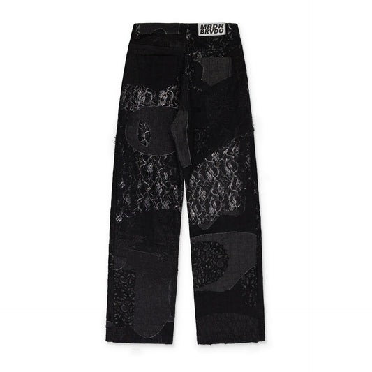 BLACK BORO GRID STRAIGHT-FIT JEANS