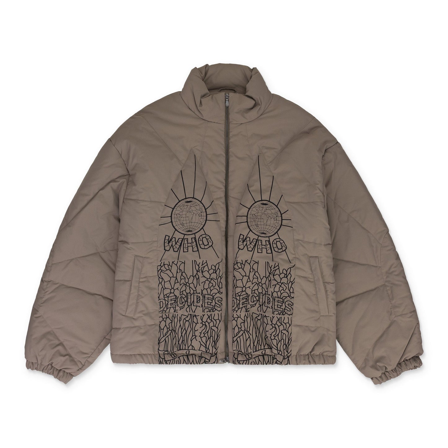 GRAY EMBROIDERED BOMBER