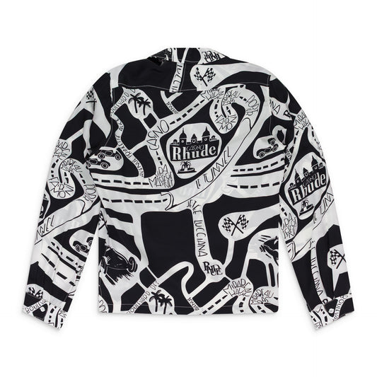 BLACK/WHITE STRADA SILK LS BUTTON-DOWN SHIRT